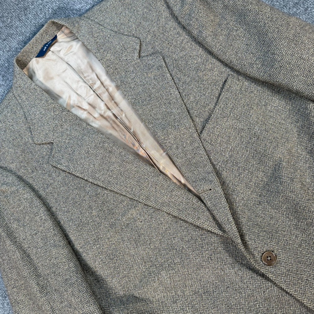 Brooks Brothers Mens 45L Wool Herringbone Sport Coat Blazer Made in Italy Tan